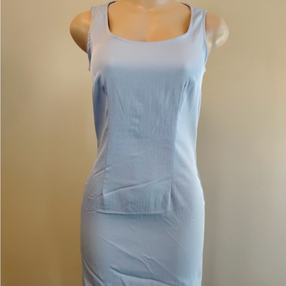My Michelle Light Blue Sleeveless Scoop Neck Mini Dress Fit and Flare Womens